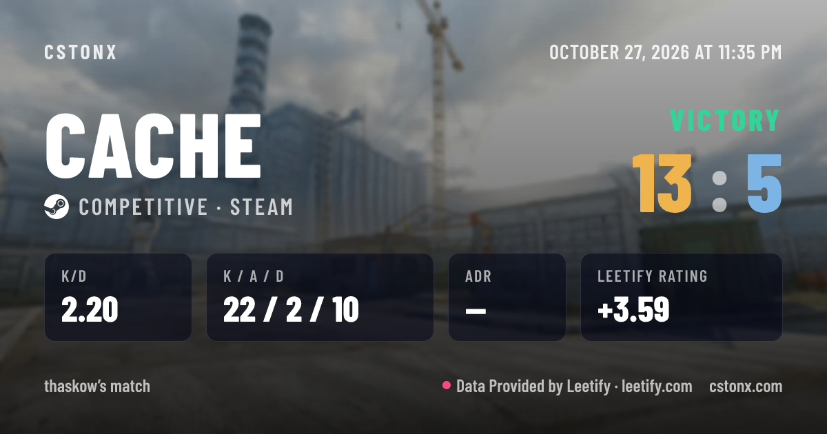 Share card: Victory on Cache, 13 - 5