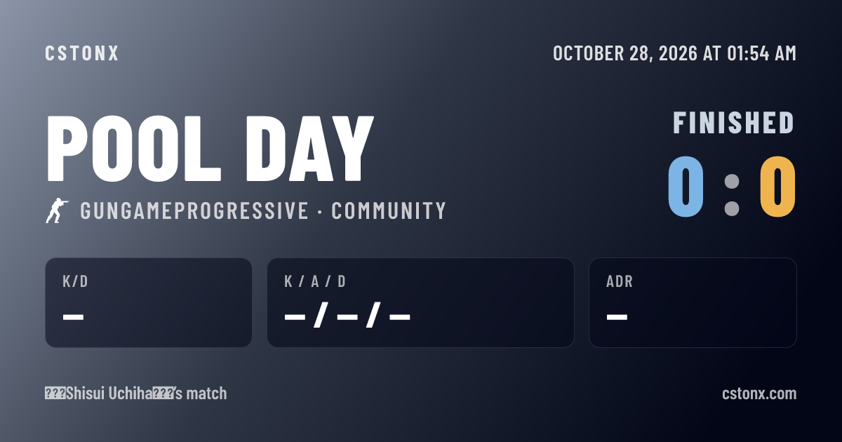 Share card: Finished on Pool day, 0 - 0
