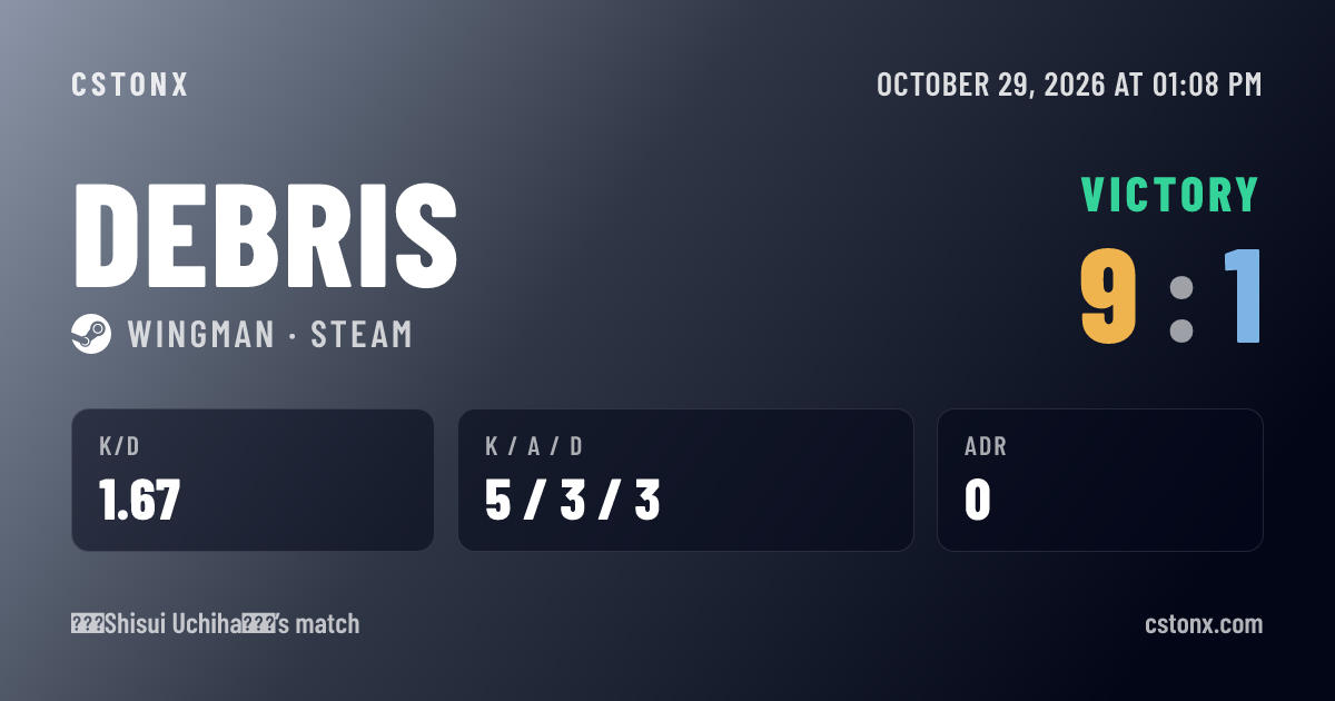 Share card: Victory on Debris, 9 - 1