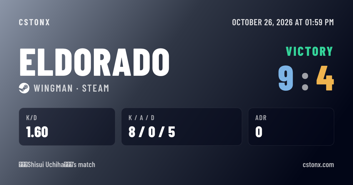 Share card: Victory on Eldorado, 9 - 4