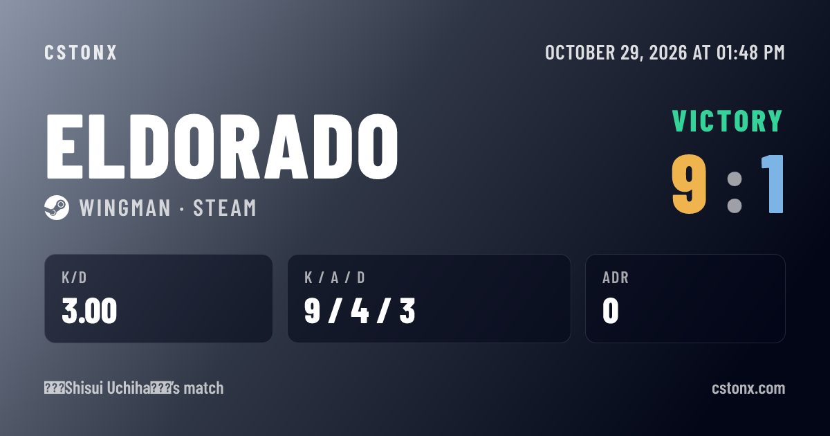 Share card: Victory on Eldorado, 9 - 1