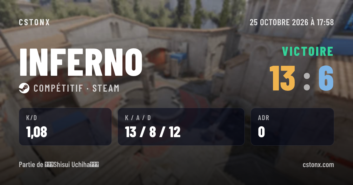 Carte de partage : Victoire sur Inferno, 13 - 6