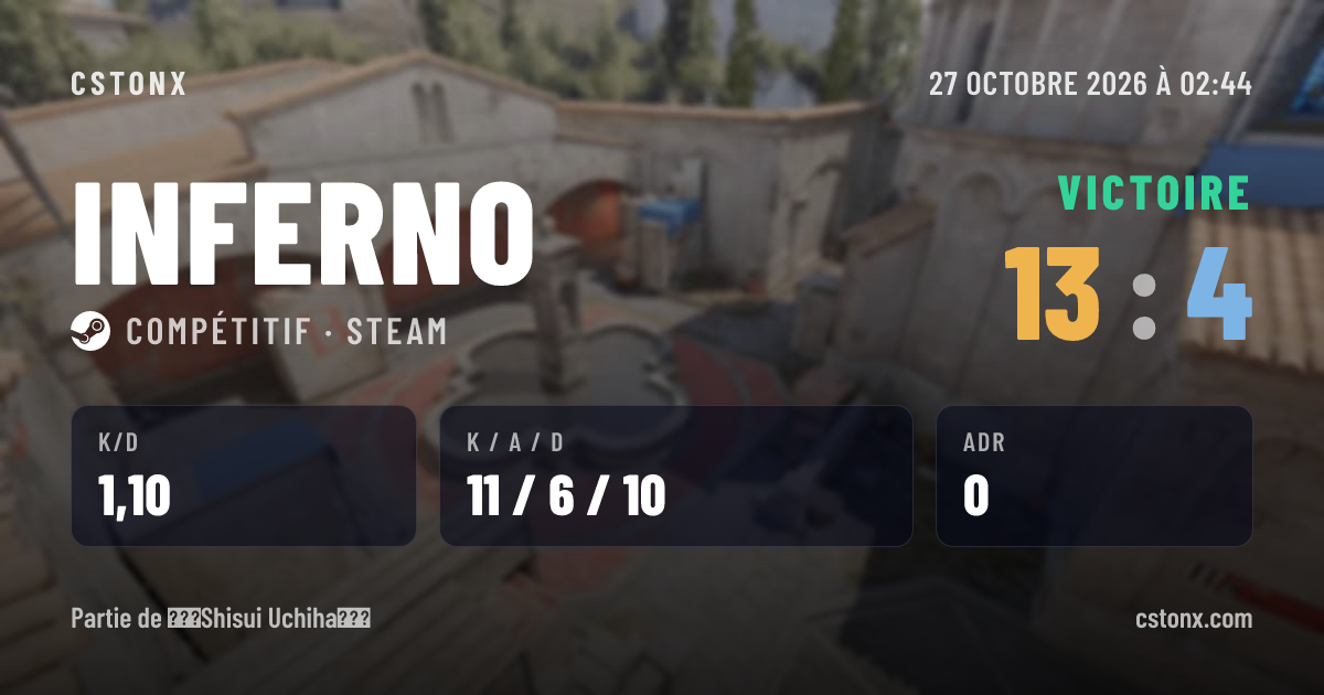 Carte de partage : Victoire sur Inferno, 13 - 4
